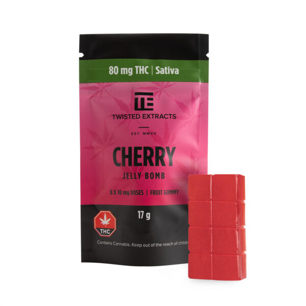 Twisted Extracts – Cherry Jelly Bomb – Sativa – 80mg THC | BC Weed Edible Canada