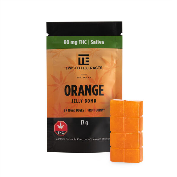 Twisted Extracts – Orange Jelly Bomb – Sativa – 80mg THC | BC Weed Edible Canada