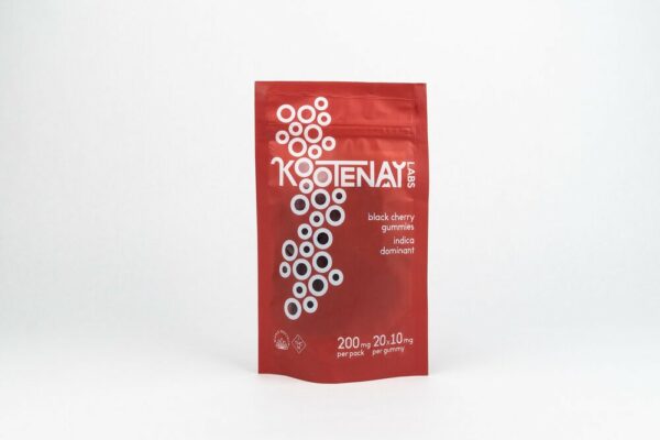 Kootenay Labs – Indica Gummies – Black Cherry – 200mg THC | BC Weed Edible Canada