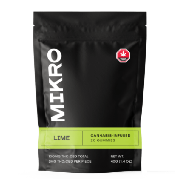 Mikro – 1:1 THC/CBD Gummies – 100mg – Lime | BC Weed Edible Canada