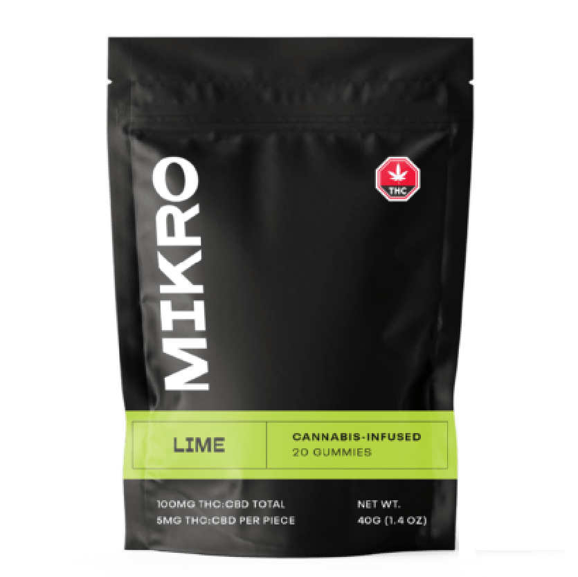 Mikro – 1:1 THC/CBD Gummies – 100mg – Lime | BC Weed Edible Canada